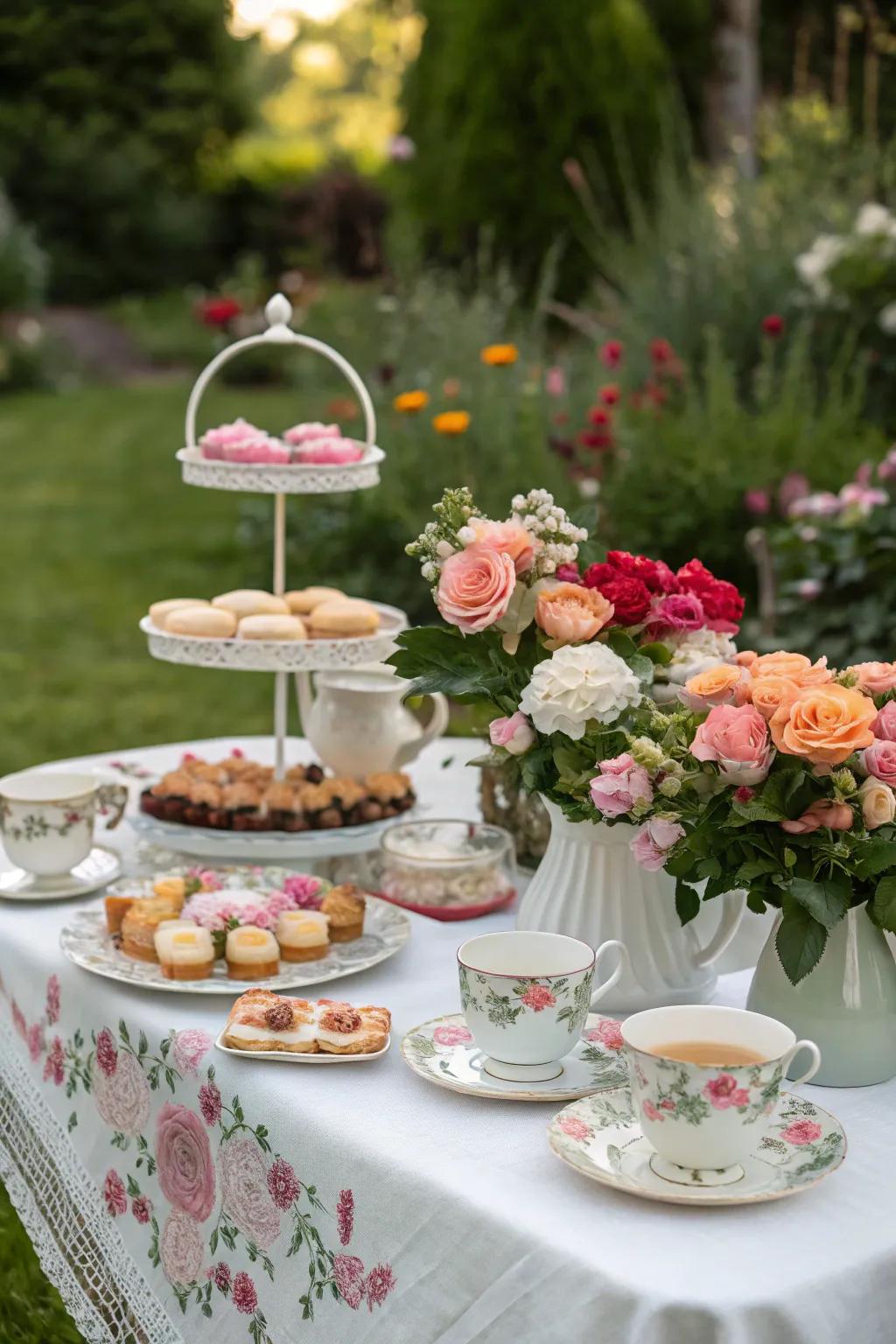 A garden tea party adds a sophisticated touch to any birthday celebration.