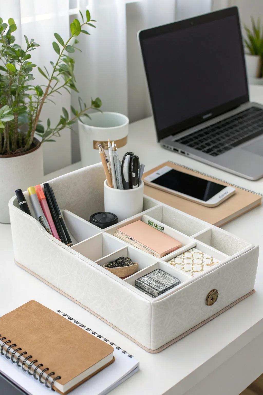 A stylish desk organizer is both practical and visually appealing.