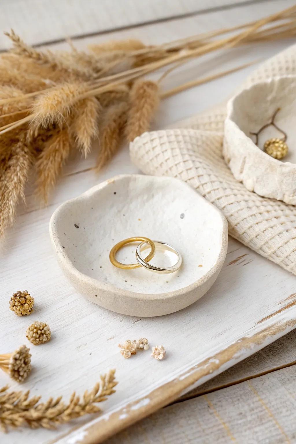 Embrace simplicity with this charming clay ring dish, a perfect blend of Scandinavian minimalism and boho flair.