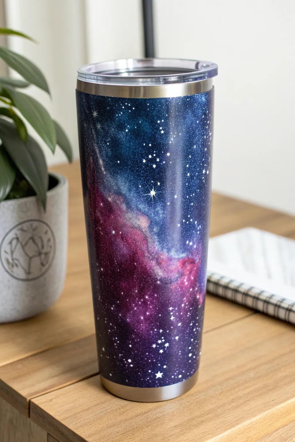 Sip the stars with this enchanting galaxy tumbler, where natural beauty meets cosmic elegance.