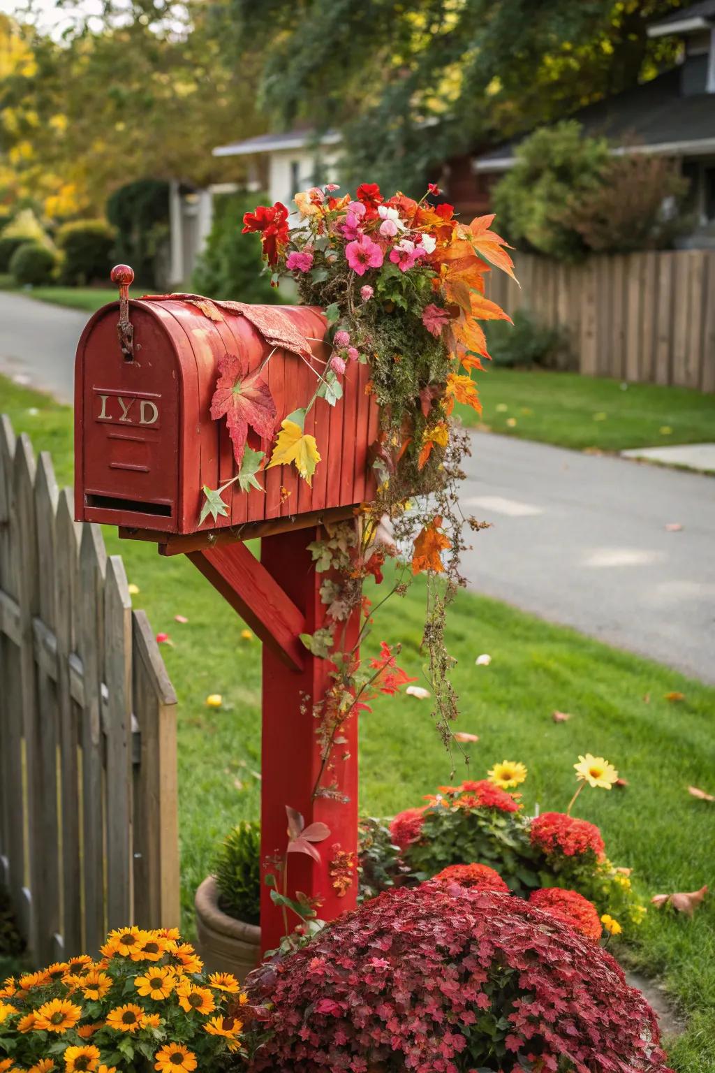 A mailbox adorned with seasonal decorations for year-round charm.