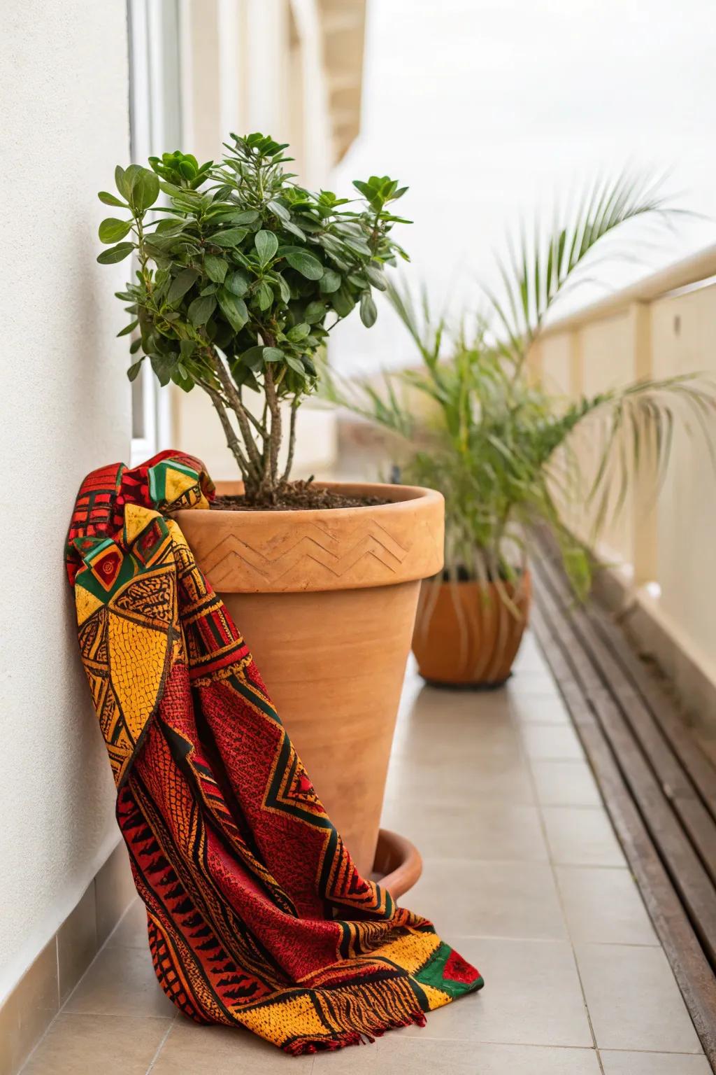 Elevate your greenery with a touch of African elegance—fabric-covered plant pots for a vibrant, minimalist aesthetic.
