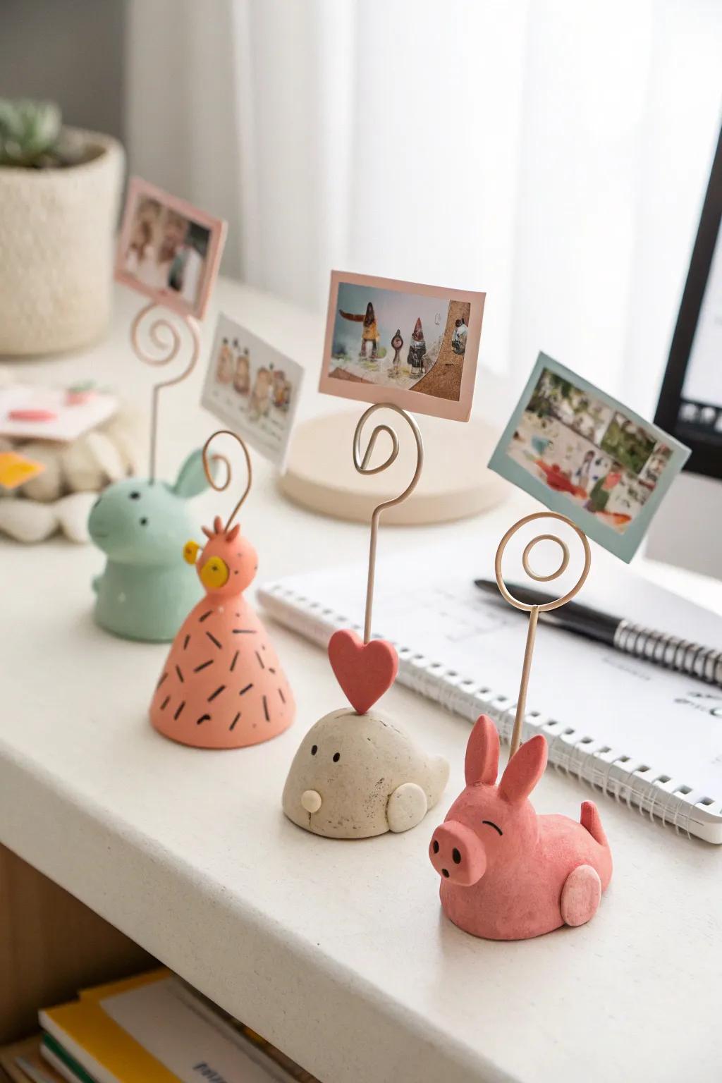 Showcase your cherished memories with handmade air dry clay photo holders.