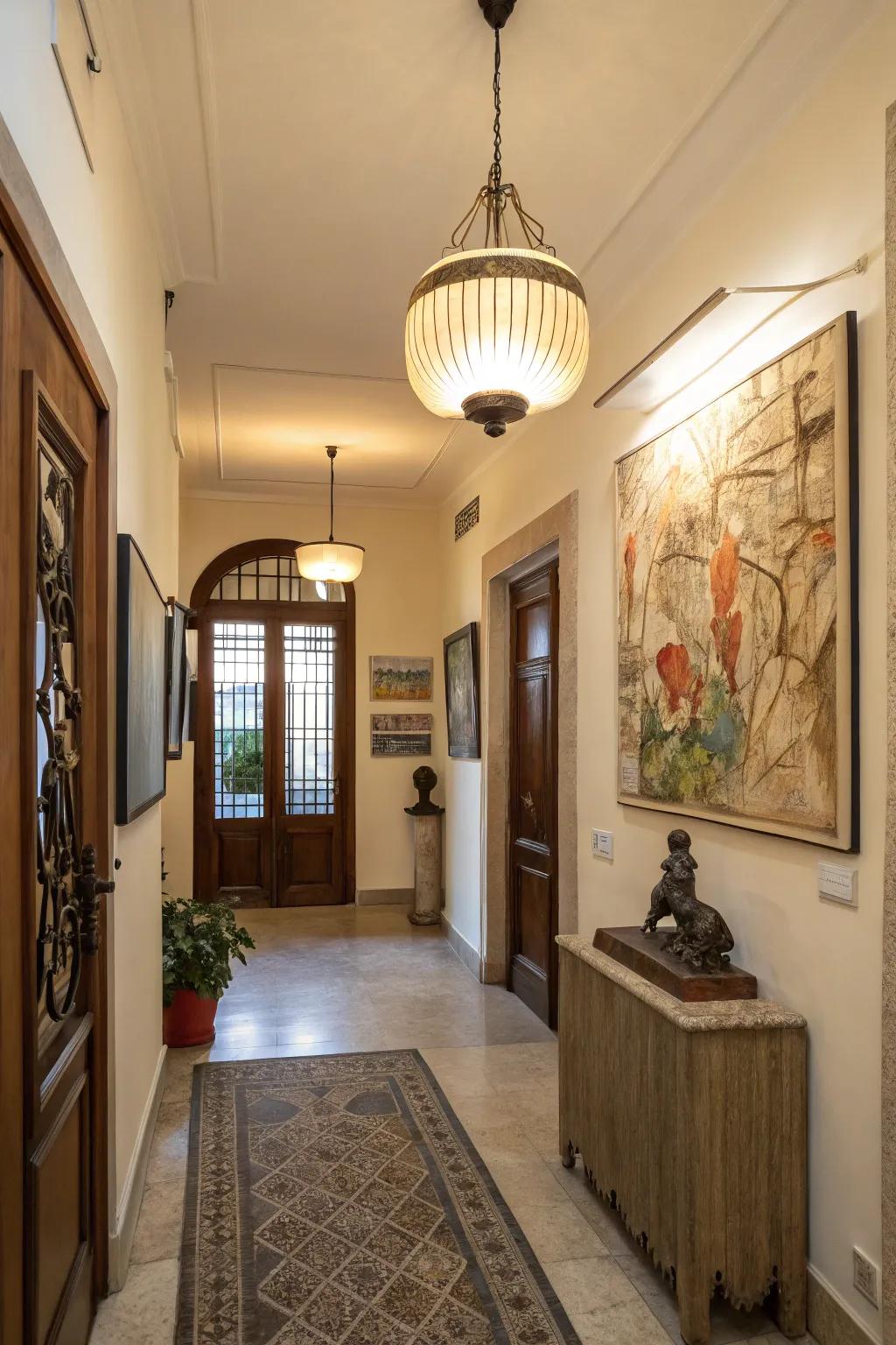 Accent lighting enhances the ambiance of entryways.