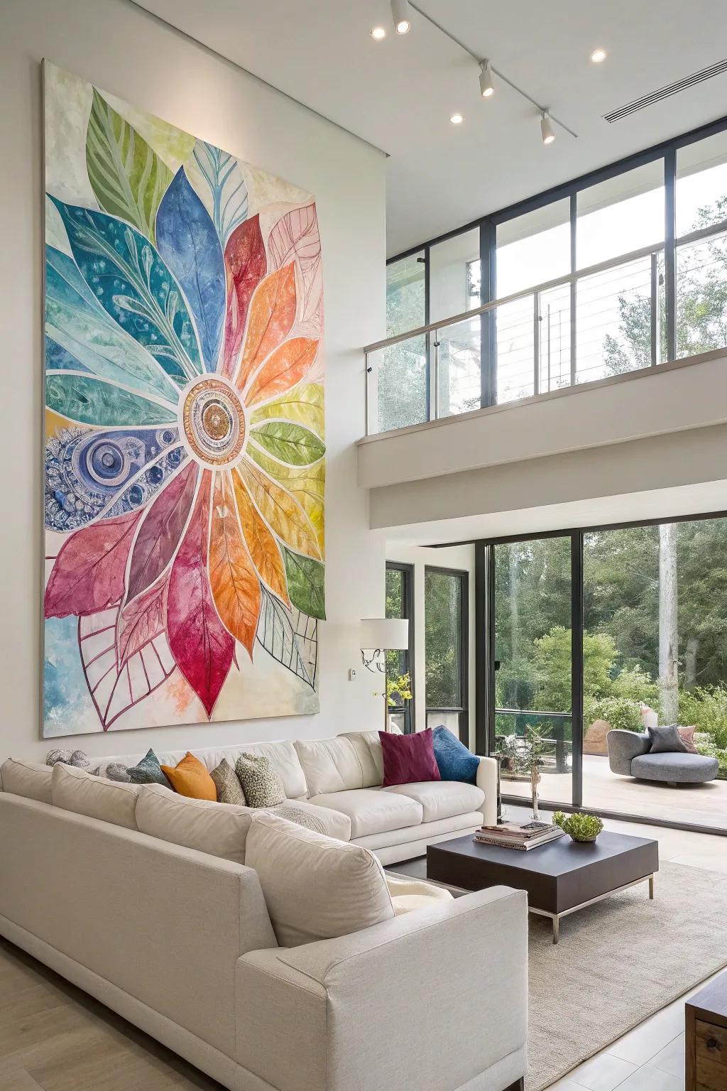 A vibrant collaborative watercolor painting, perfect for any home.