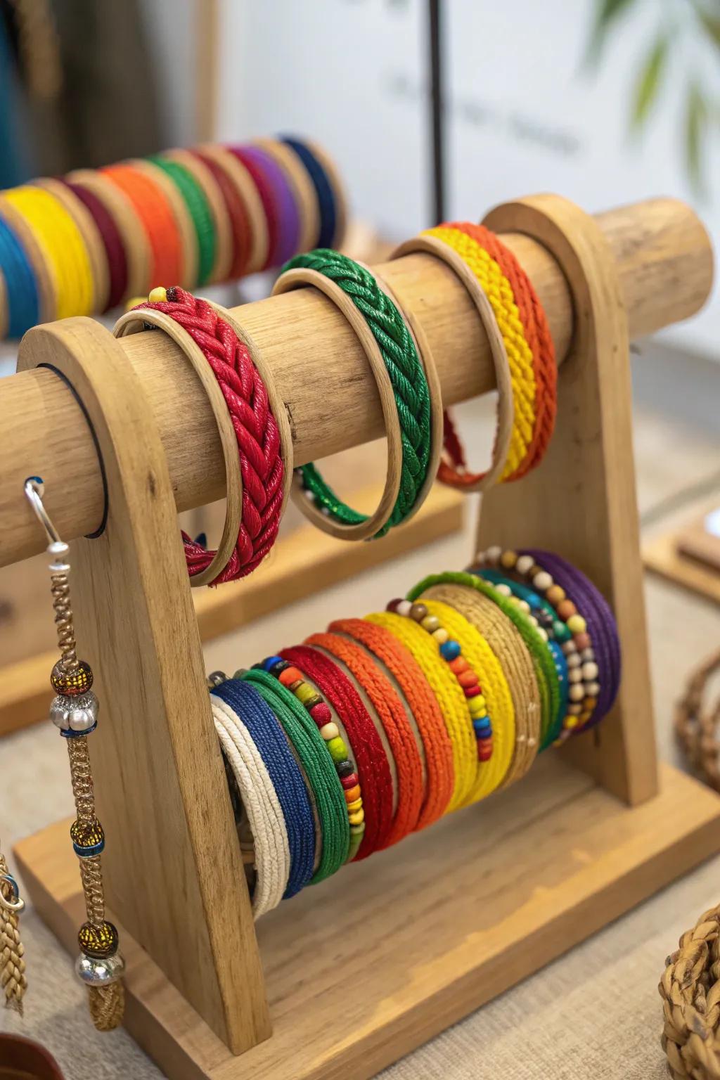 Vibrant rainbow bangles that make every outfit pop with color.