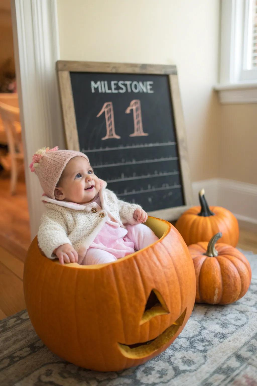 A milestone chalkboard personalizes the special occasion.