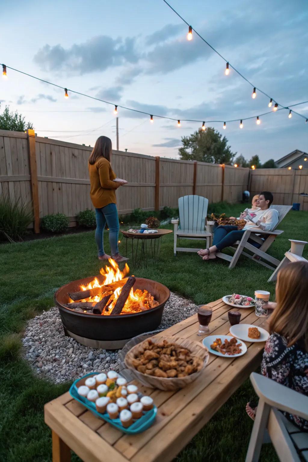 Gather around the fire for a cozy s’mores night.