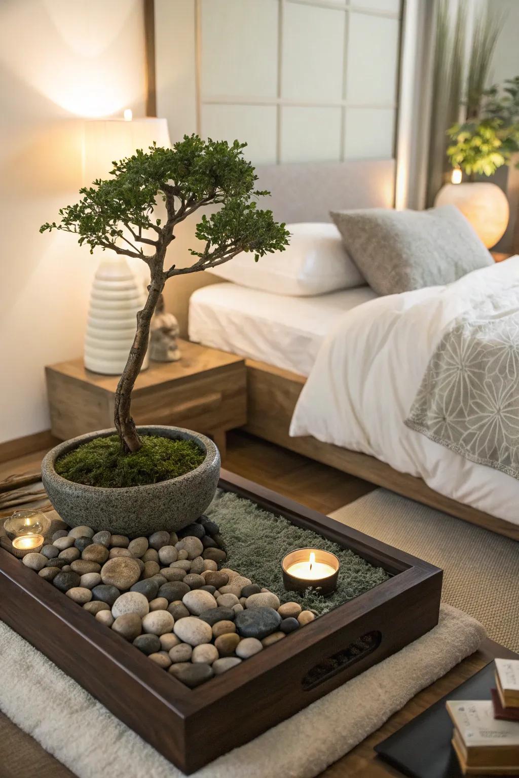 A Zen corner that promotes peace and mindfulness.