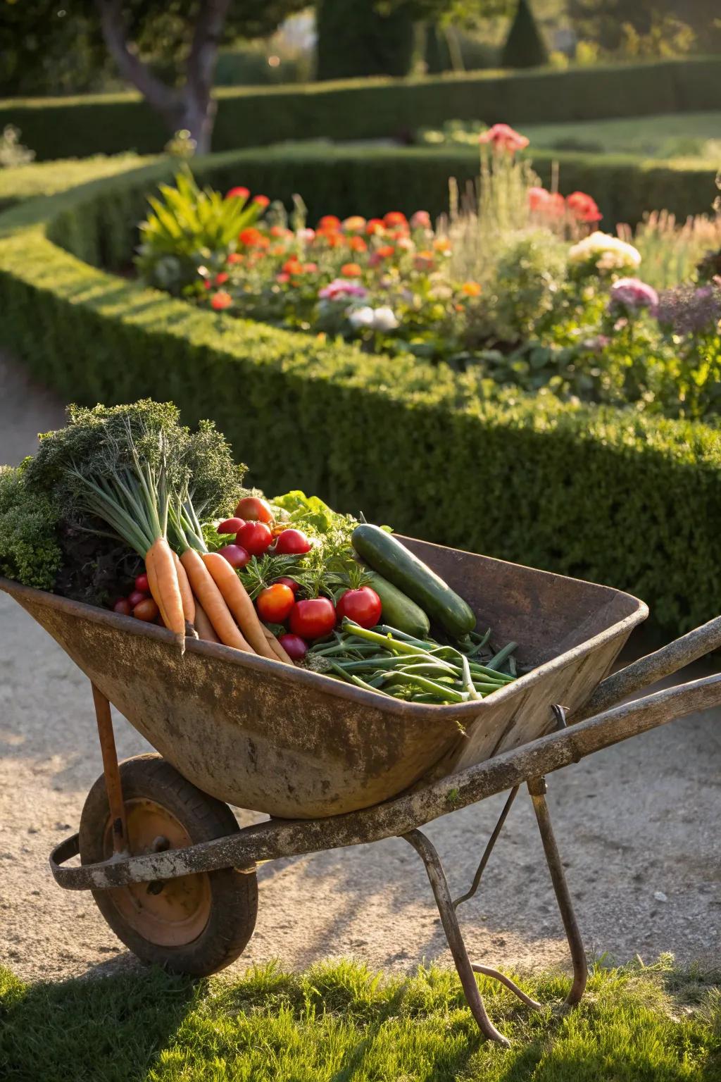 Wheelbarrow gardens add mobility and charm to your space.