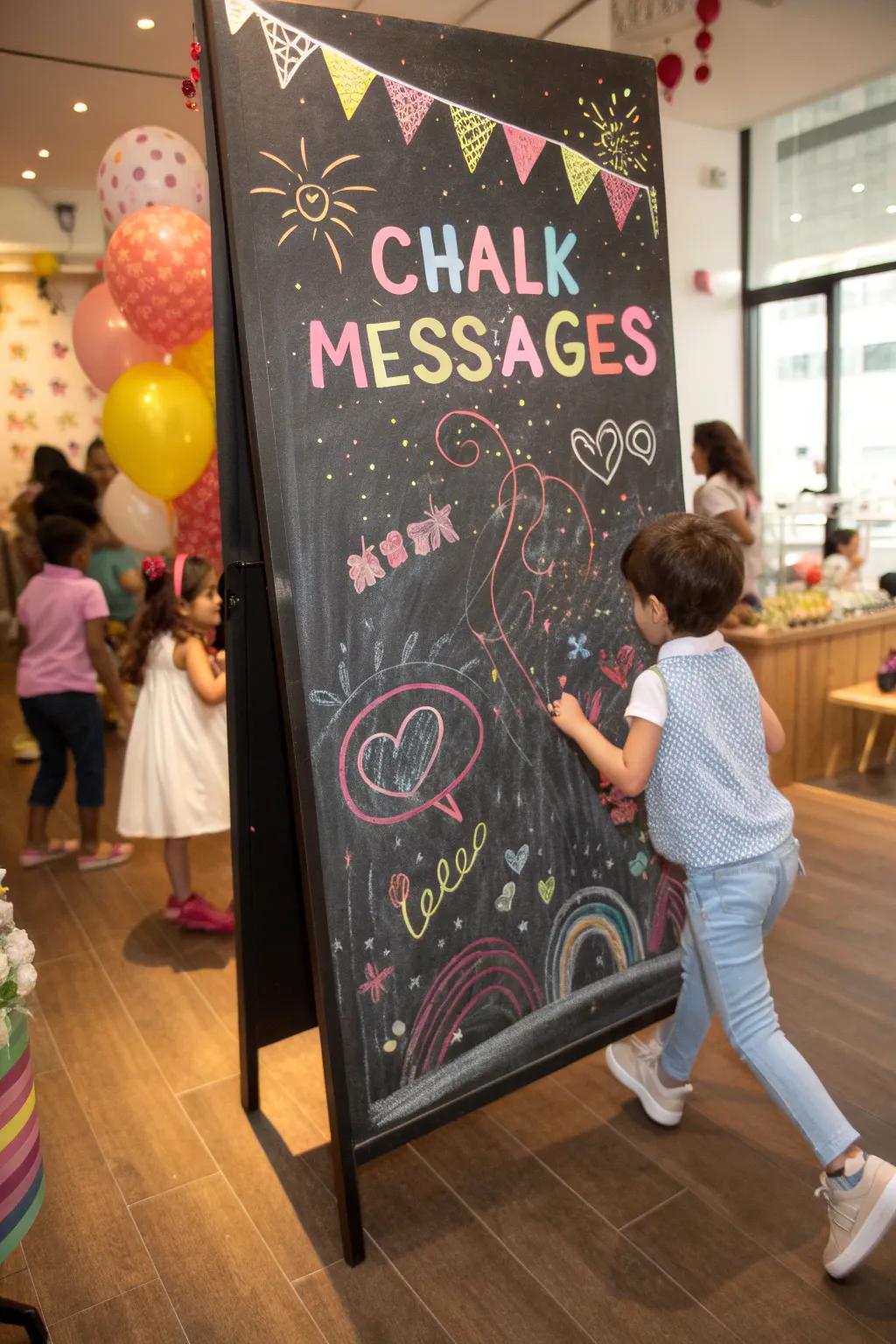 Capture the moment with a chalkboard guest book.