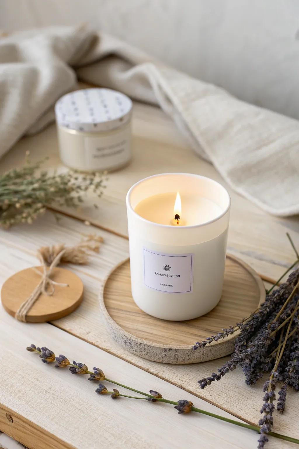 Elevate your birthday gift with the serene charm of a scented candle. Perfect for adding a touch of tranquility and elegance.