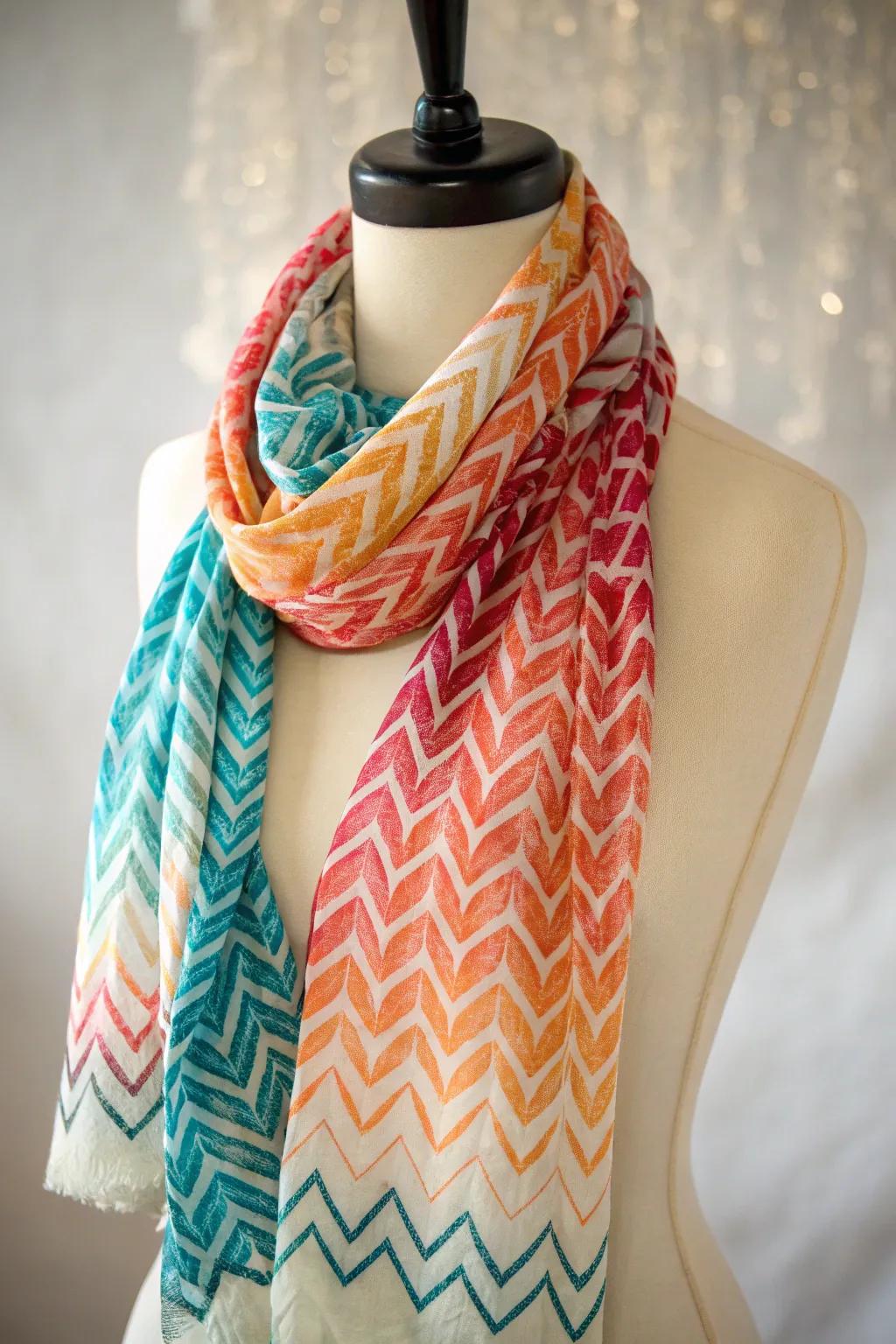 Chevron patterns add elegance to fashion accessories.