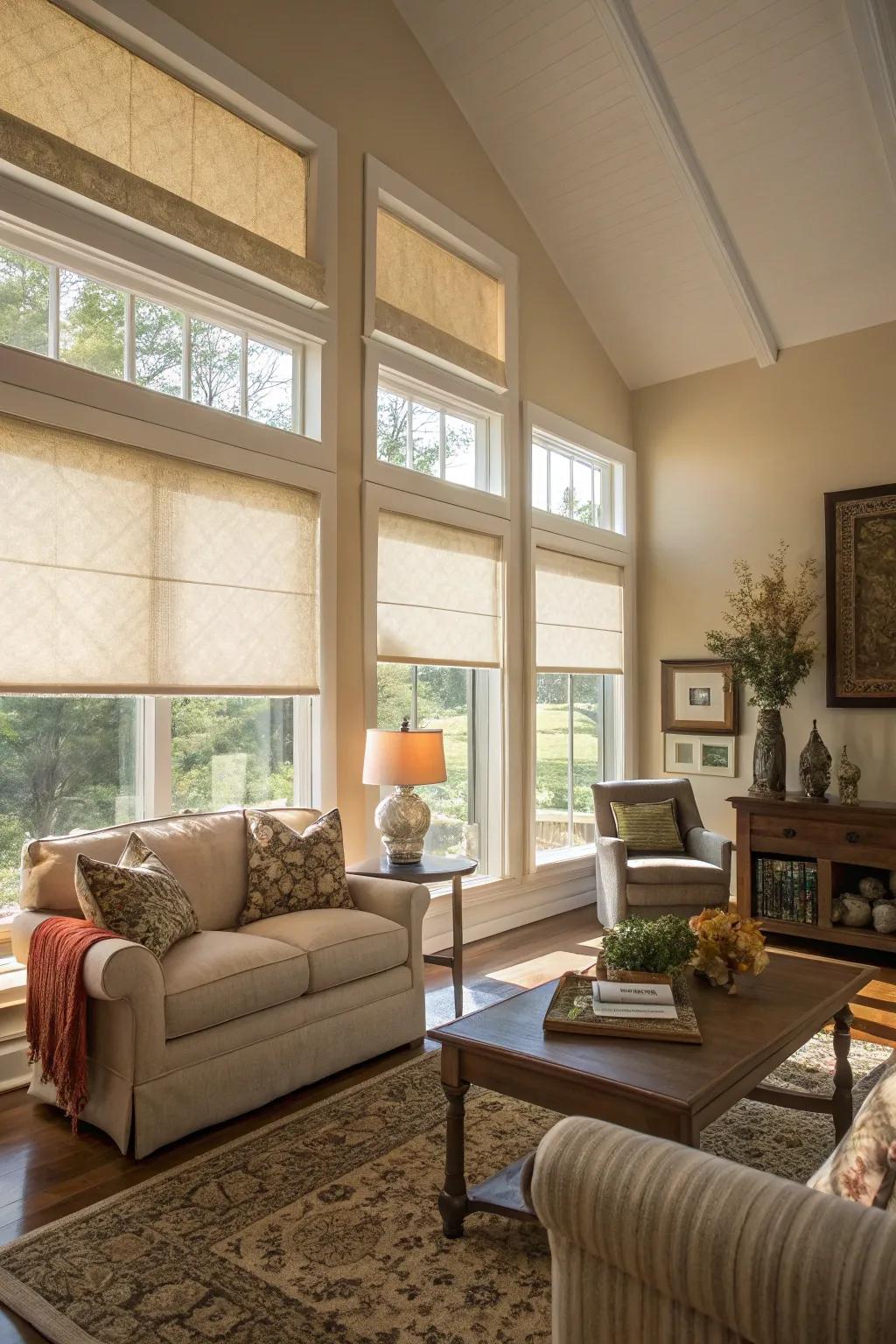 Protect your space with UV-blocking solar shades.