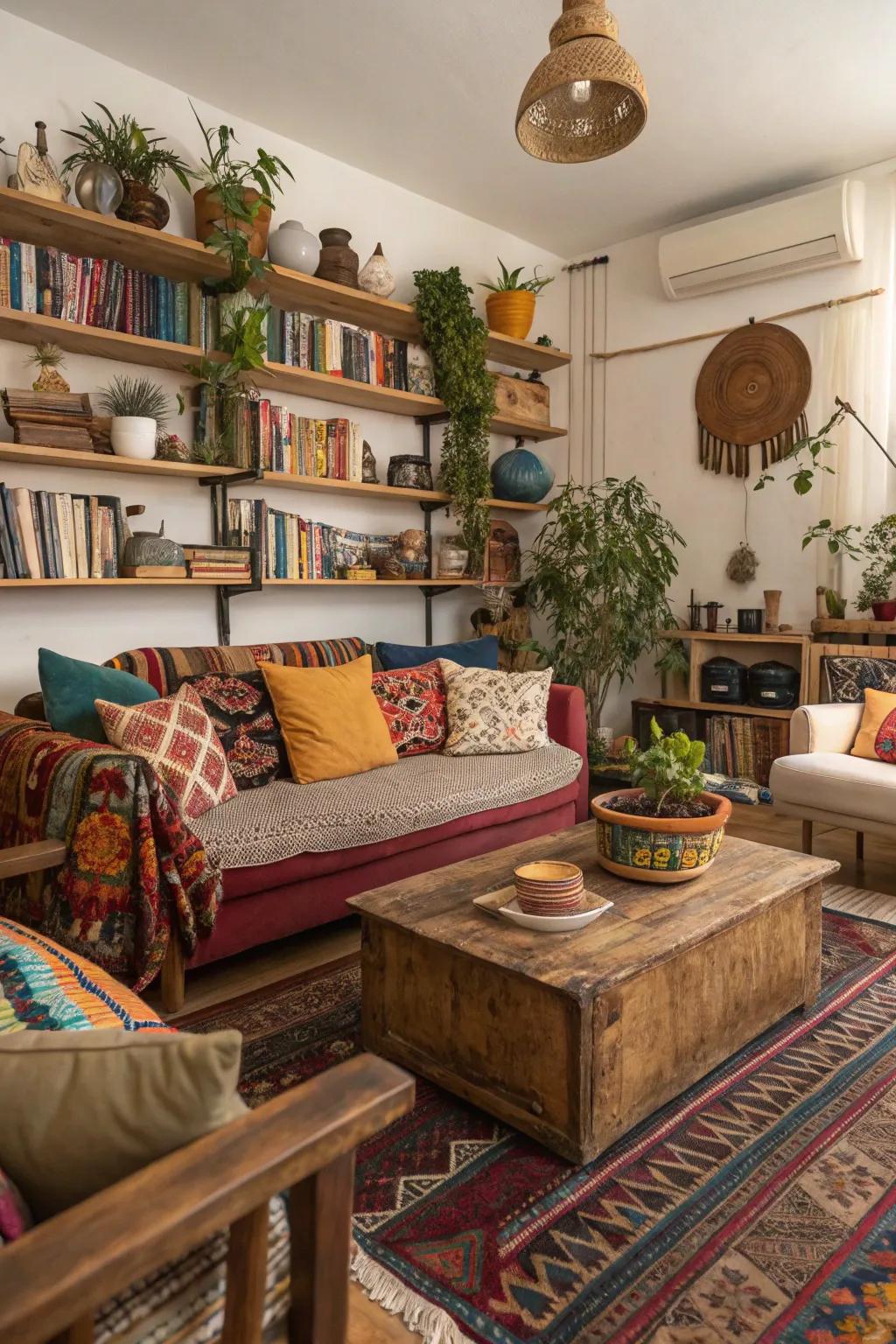 Vintage finds add character and history to boho-inspired spaces.