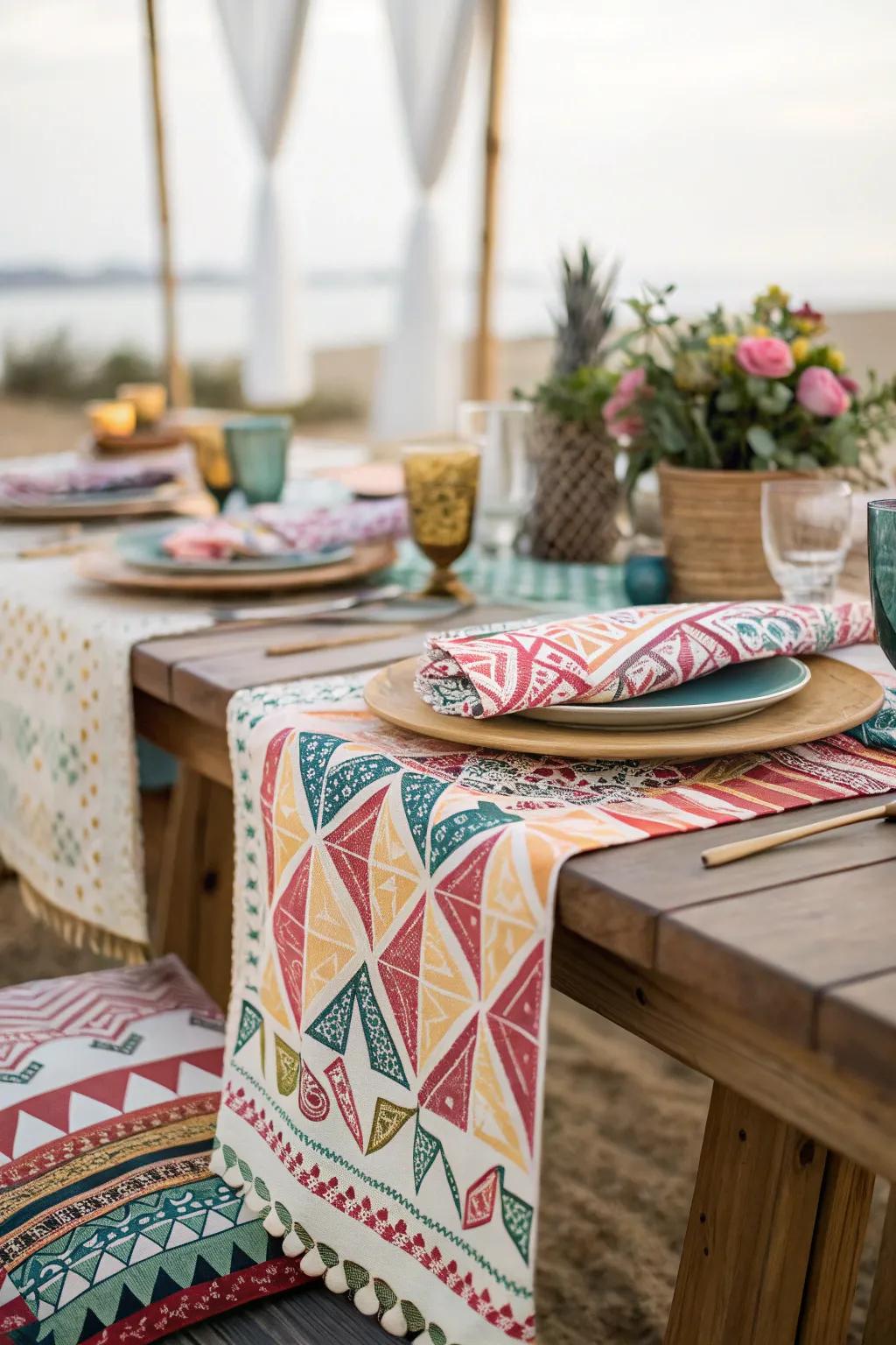 Boho patterns add visual interest to your table setting.