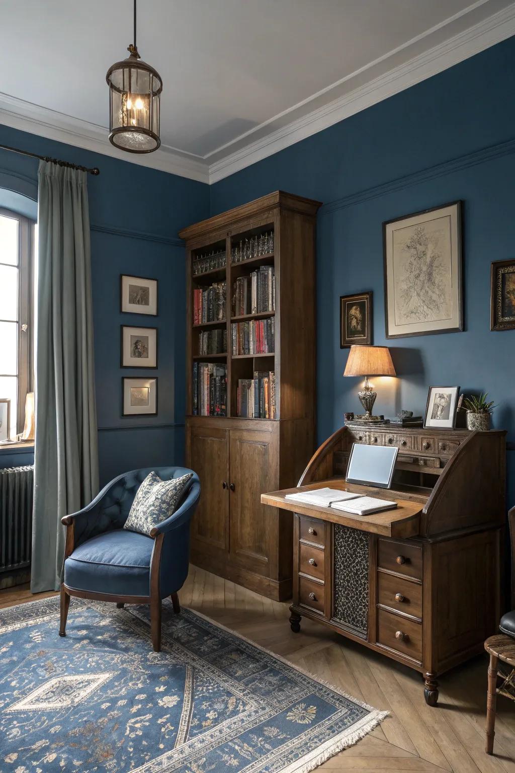 Moody blues add depth and calmness to a room.