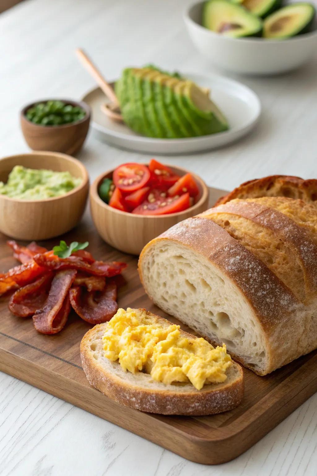 Create your perfect breakfast sandwich with a touch of minimalist elegance and bold flavors!