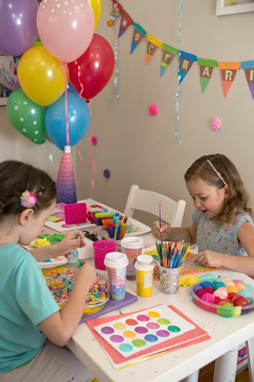 A craft station is a fun and inexpensive way to entertain guests.