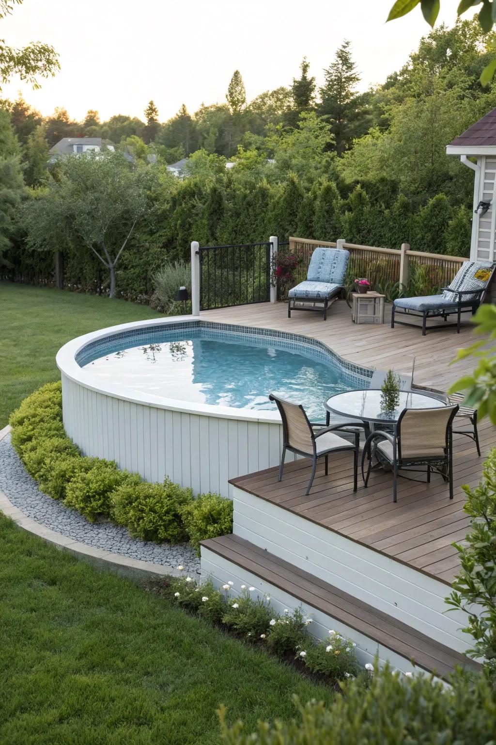 A partial platform adds elegance to your pool deck design.