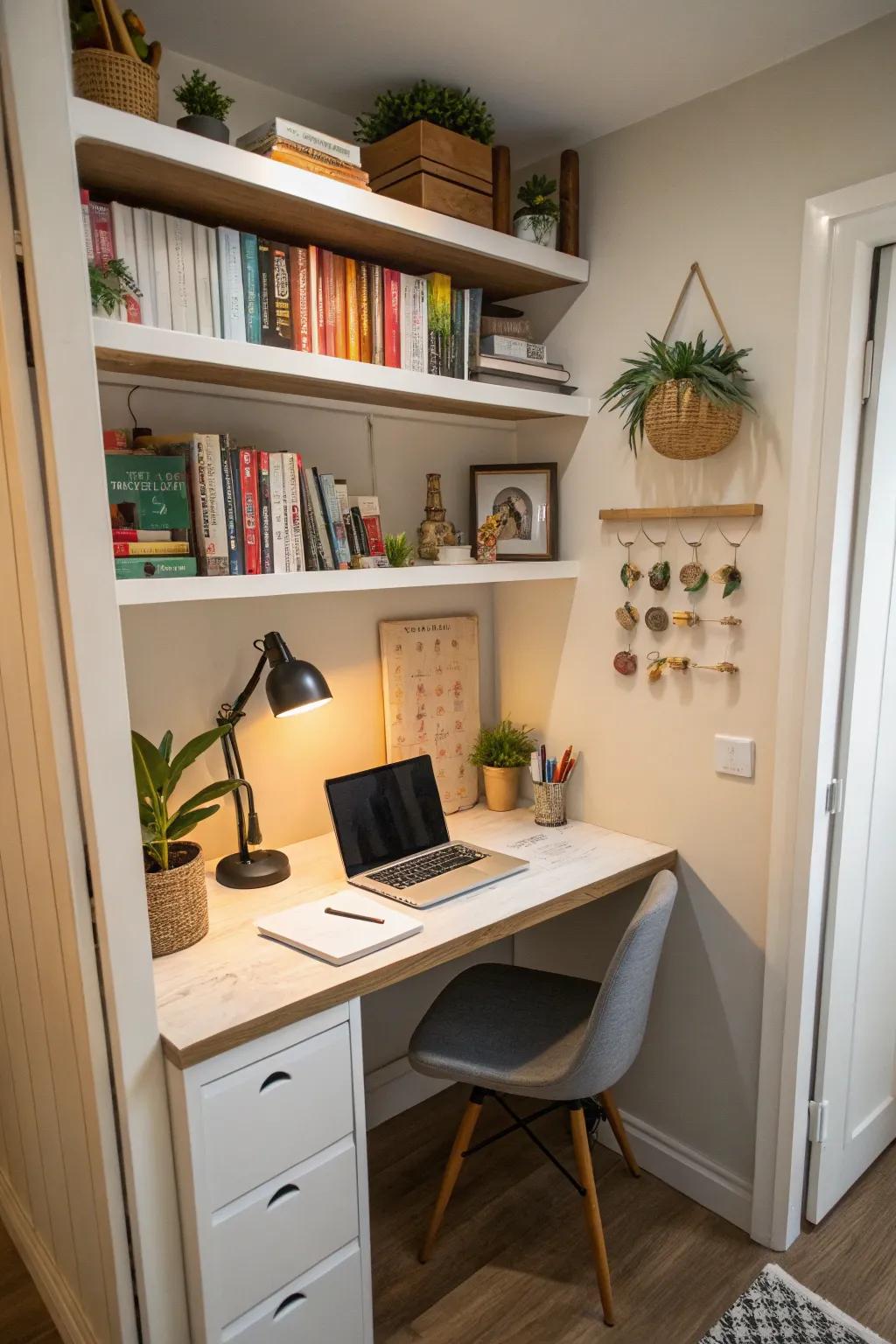 Transform small nooks into functional workspaces.