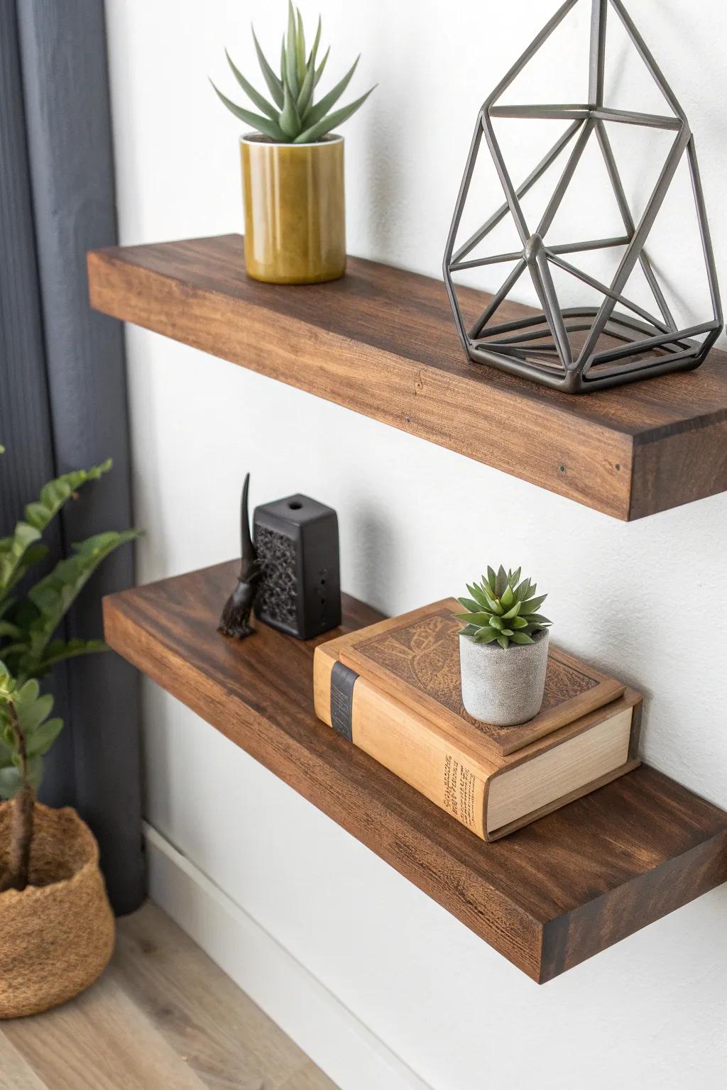 Elevate your space with the artistry of handcrafted floating shelves—where simplicity meets sophistication.
