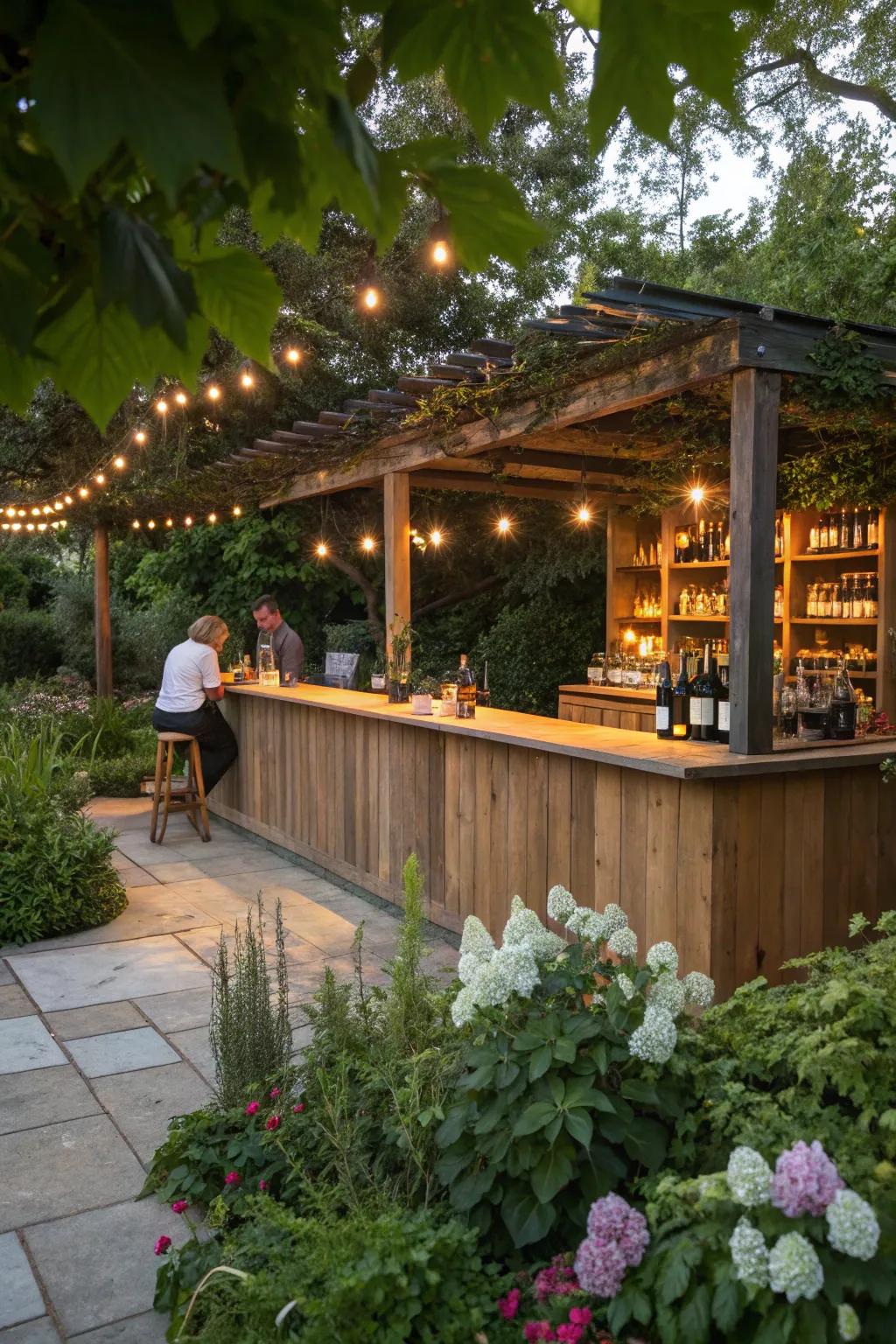 An al fresco wine bar perfect for enjoying evenings outdoors.