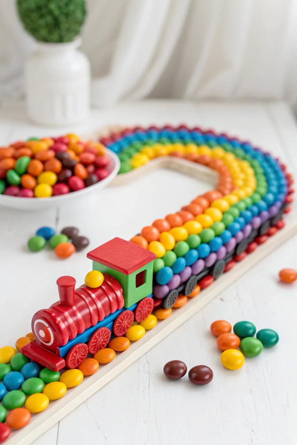 All aboard the Colorful Carnival Train – a sweet journey of rainbow delights!