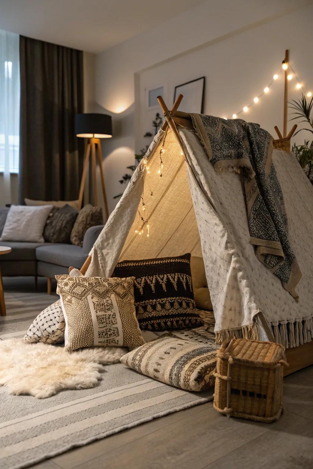 Step into your own handcrafted fabric fort – the perfect escape for a cozy evening at home.