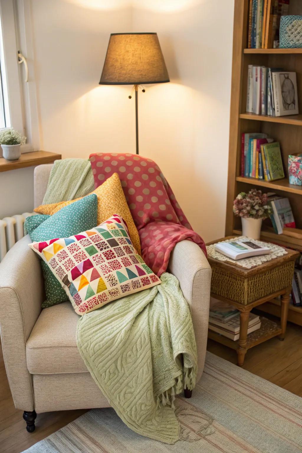 Layered cushions provide comfort and a touch of style.