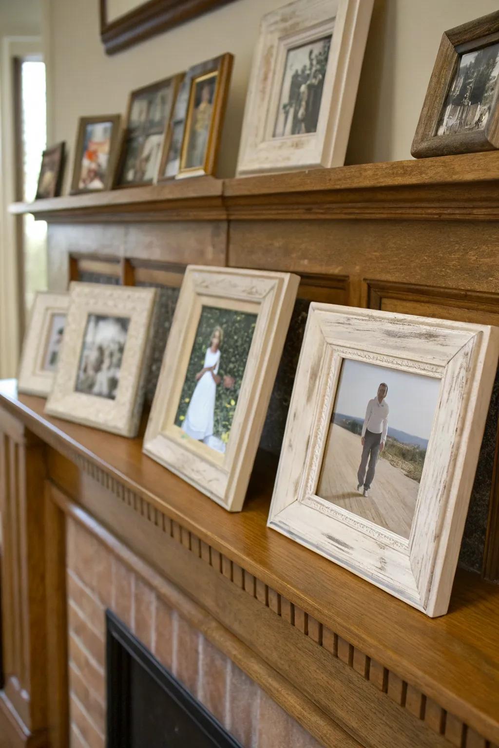 Give your photo frames a vintage makeover with chalk powder.