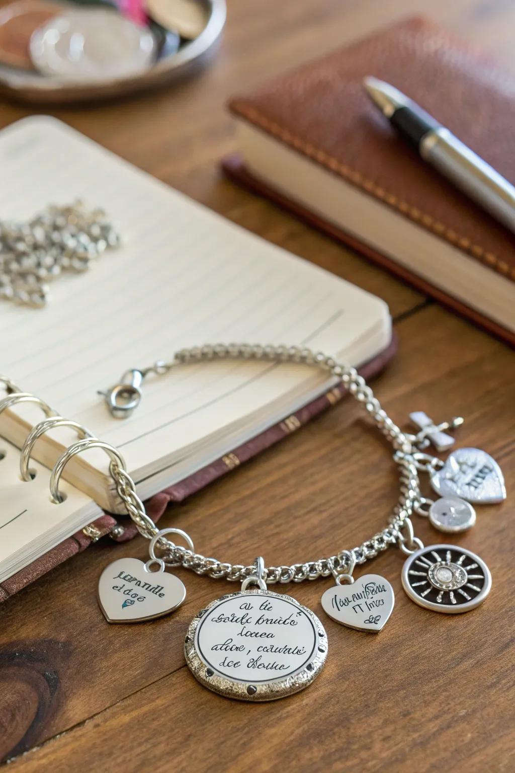 A charm bracelet that inspires with powerful words and positive affirmations.