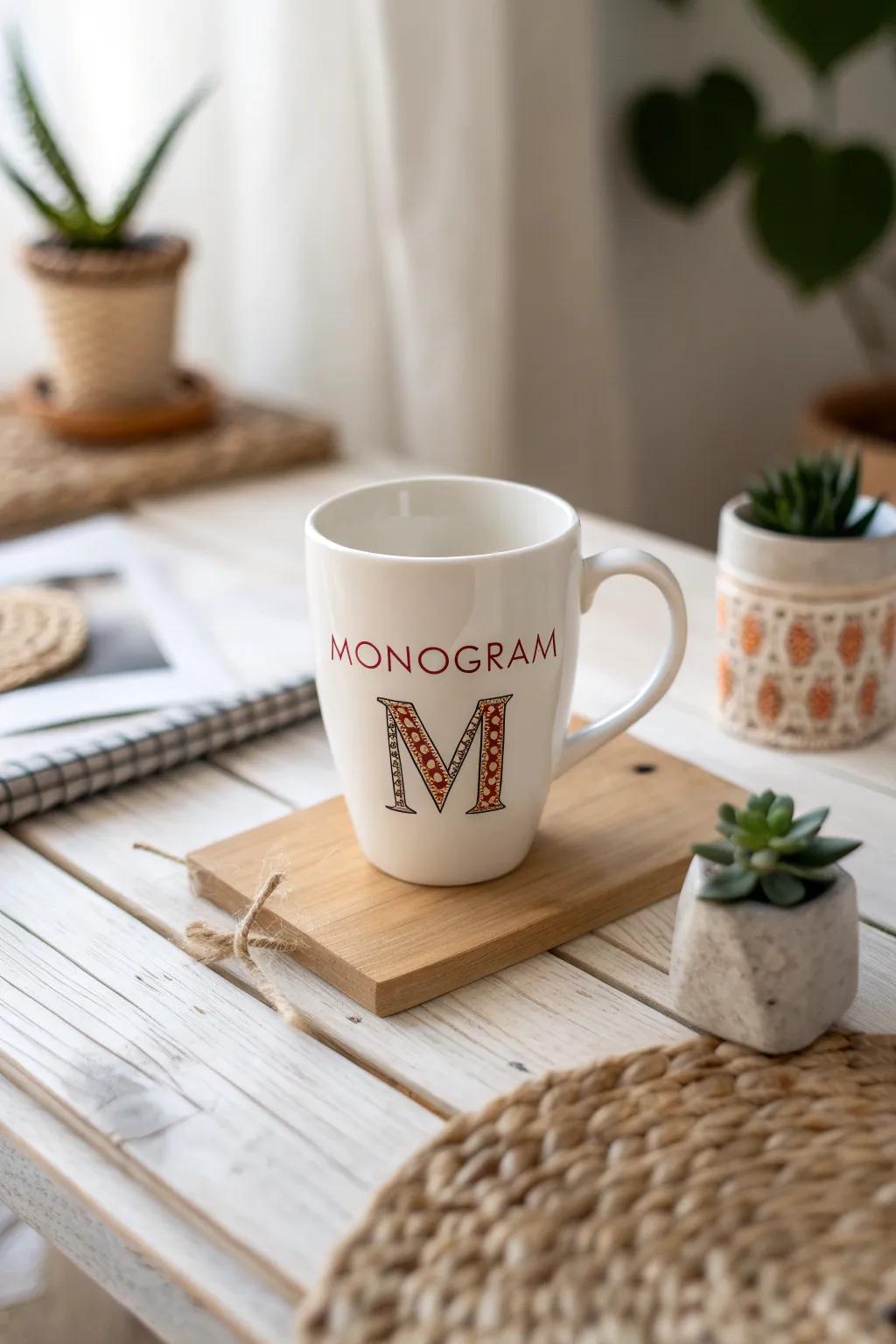 Elevate your holiday gifting with a personalized touch - custom monogram mugs that blend simplicity with striking style.