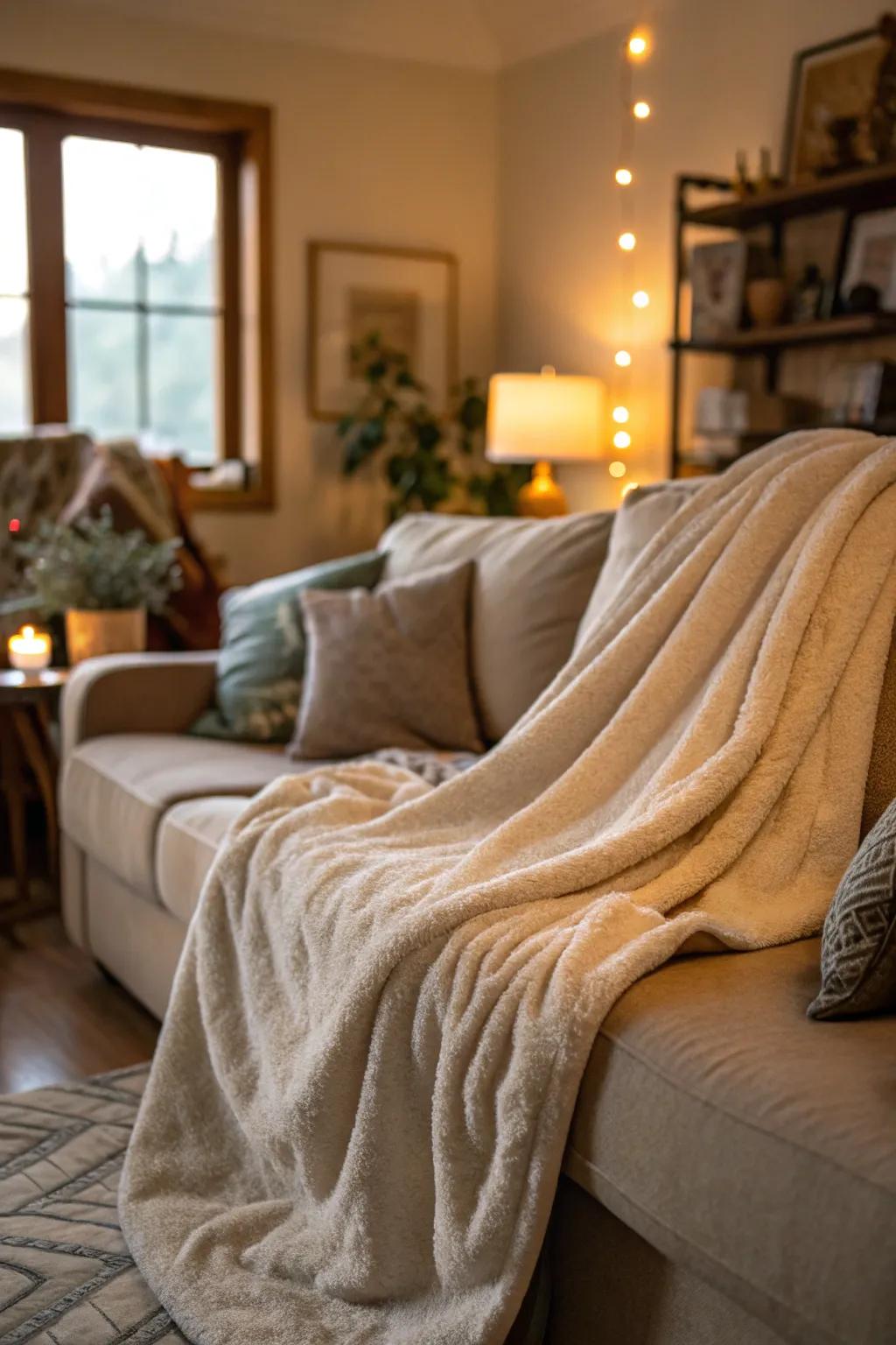 Stay snug with a cozy fleece blanket.