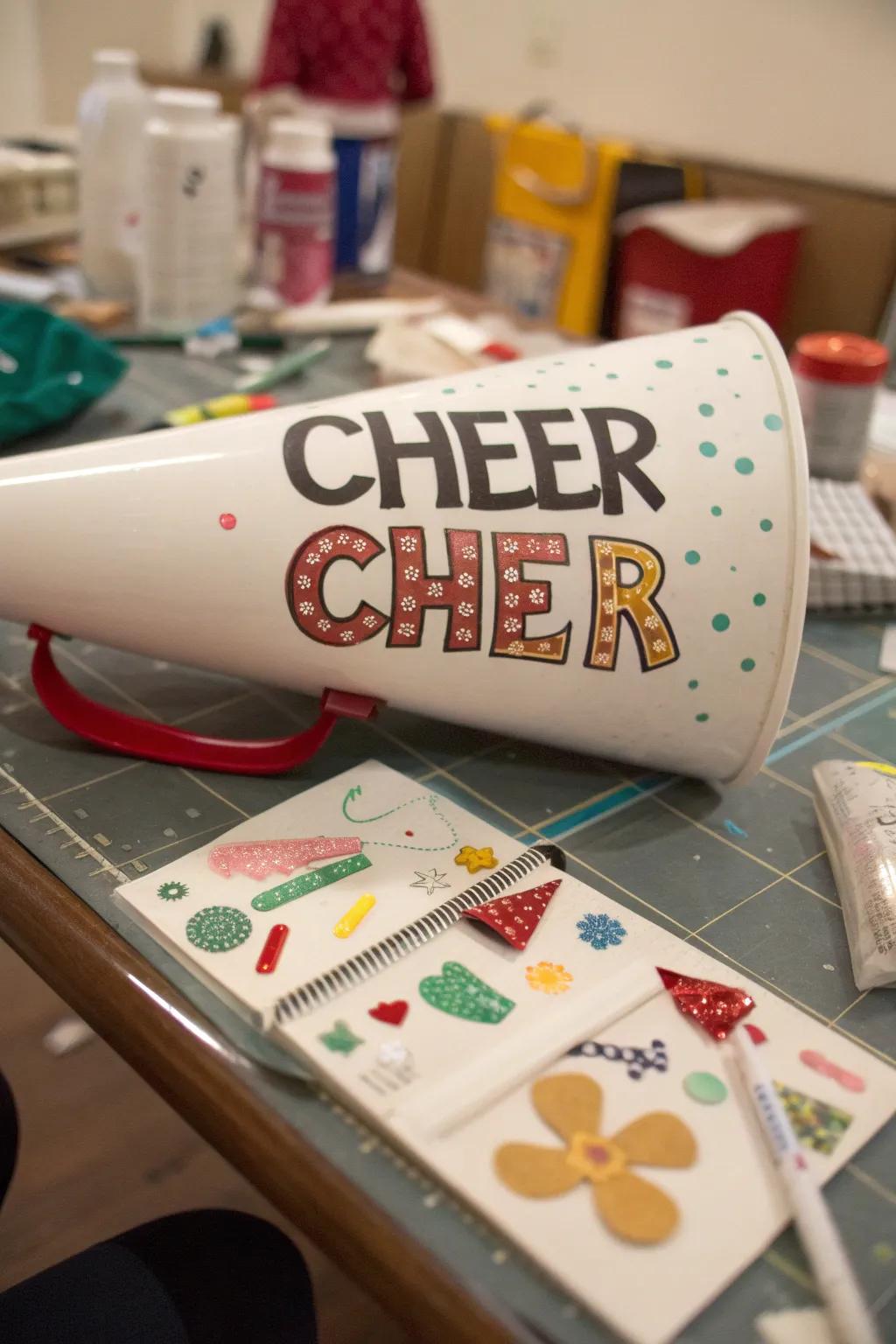 Stenciled messages can add inspiration and spirit to your megaphone.