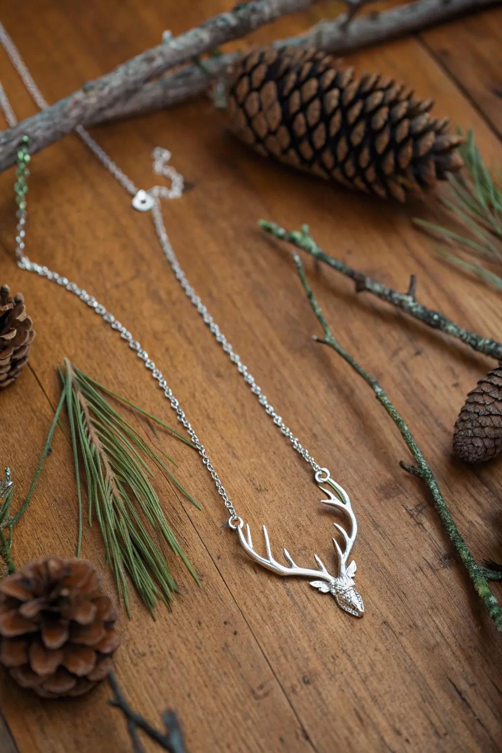 Celebrate nature with a beautiful silver antler necklace.