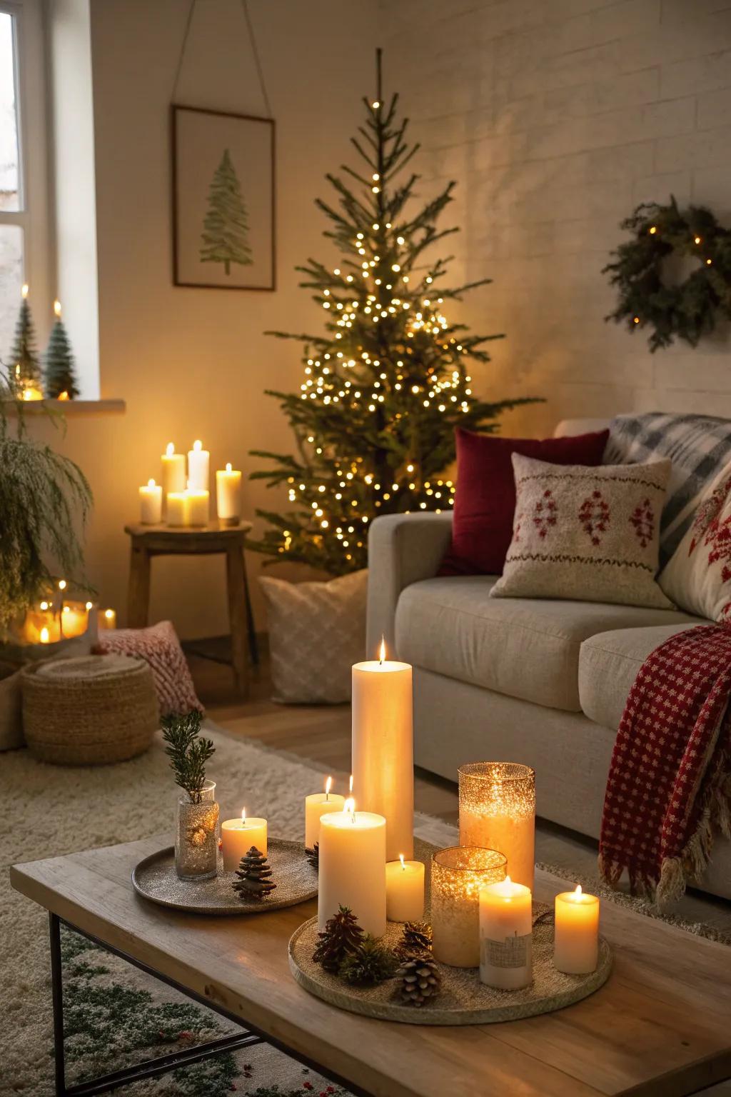 Candles provide a warm and inviting atmosphere.