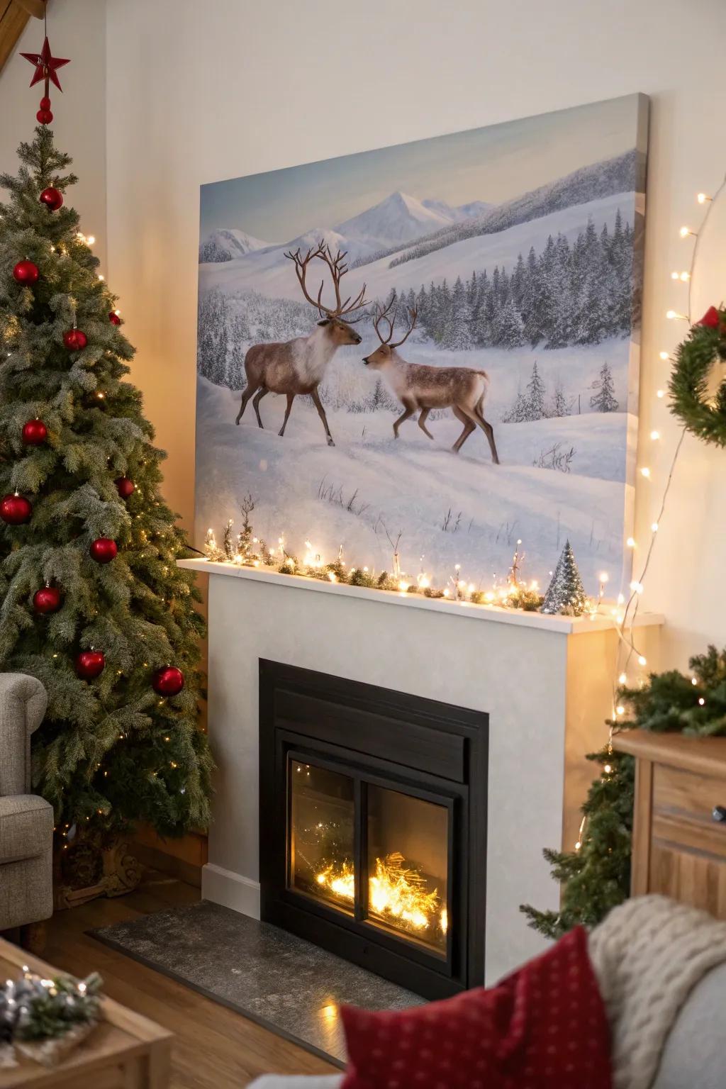 Capture the magic of reindeers with a joyful painting!