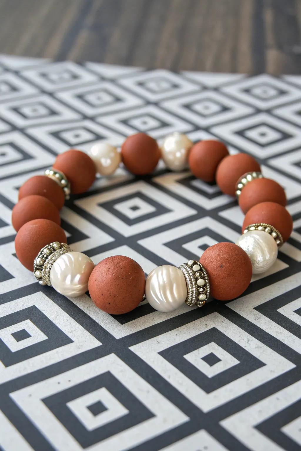 Bold colors and pearls for a statement piece.