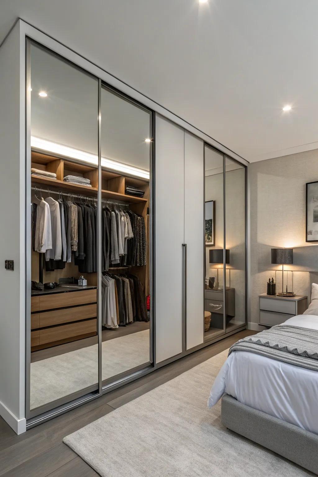 Mirrored doors enhance space and light in any room.