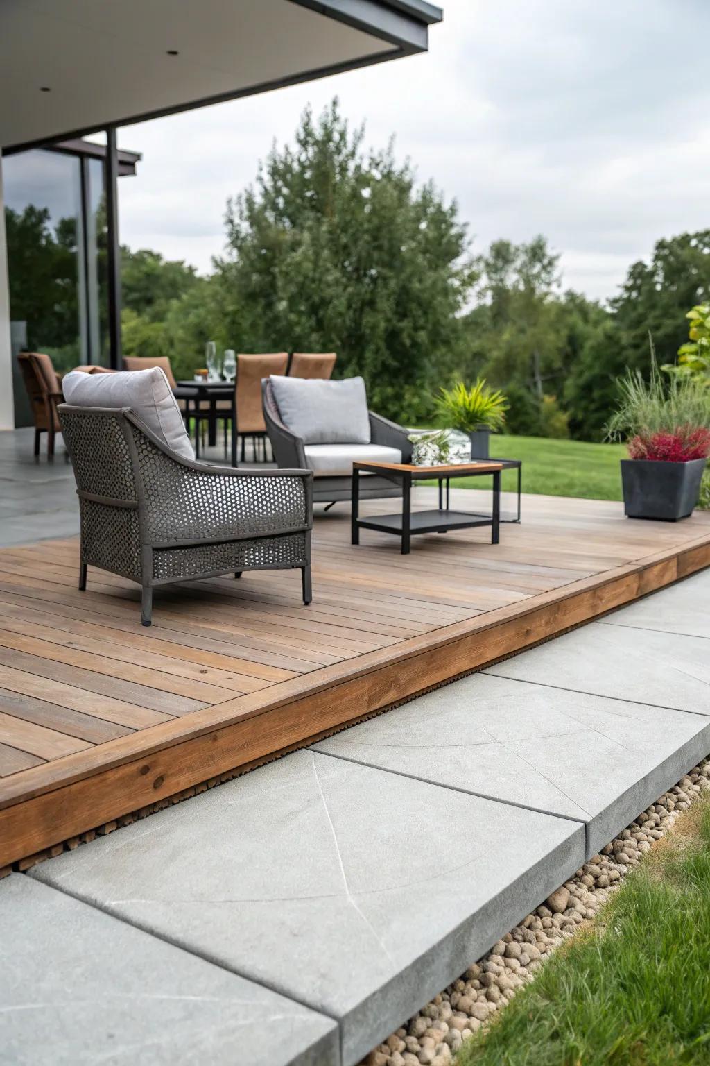 A wooden deck overlay can elevate the look of your patio.