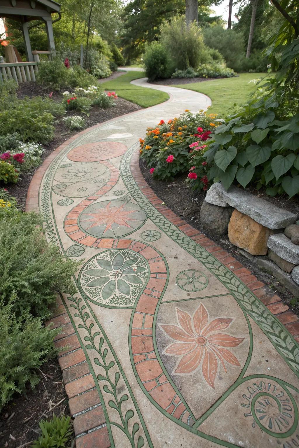 Elevate your garden with a beautifully crafted concrete pathway that seamlessly blends artistry with nature.