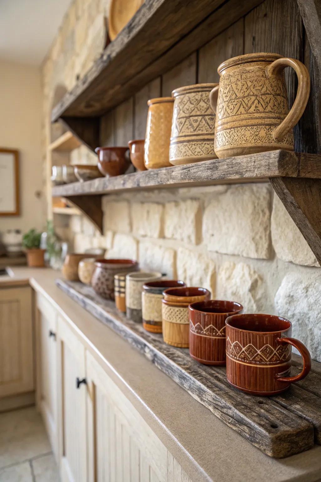 Unique pottery mugs that add a touch of artistry to any kitchen.