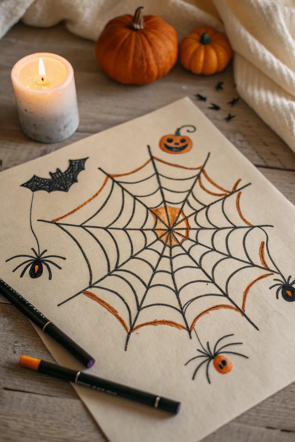 Capture the spirit of Halloween with this minimalist spider web design, where elegance meets spooky charm.
