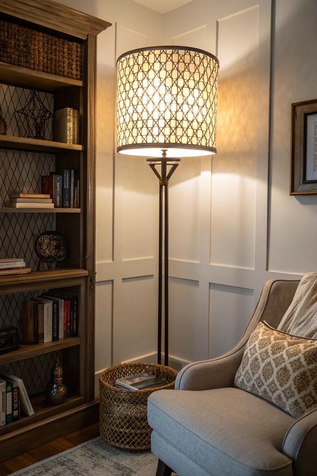 Accent lights can beautifully illuminate and highlight corner spaces.