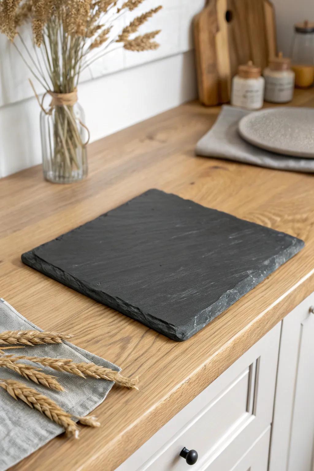 Elevate your kitchen style with a rustic slate trivet — where simplicity meets natural beauty.