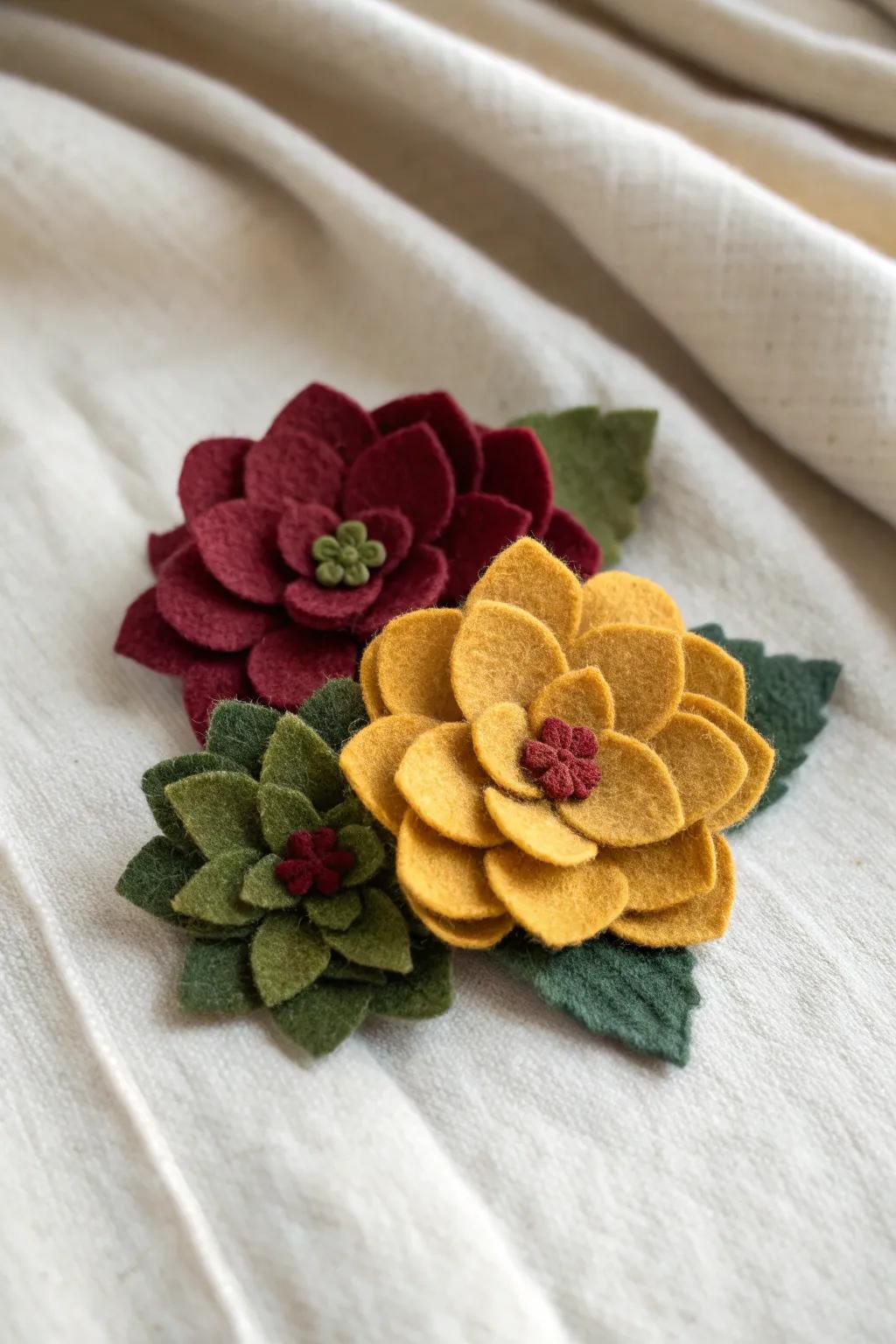 Add a burst of color and craftsmanship to your outfit with this stunning felt flower brooch. 🌸✨ #CrafternoonJoy #ScandiBohoStyle