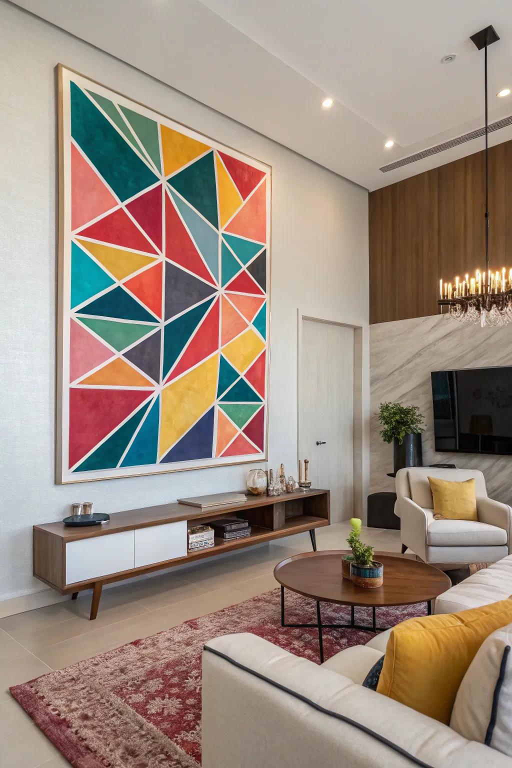 Add a modern touch with geometric art.