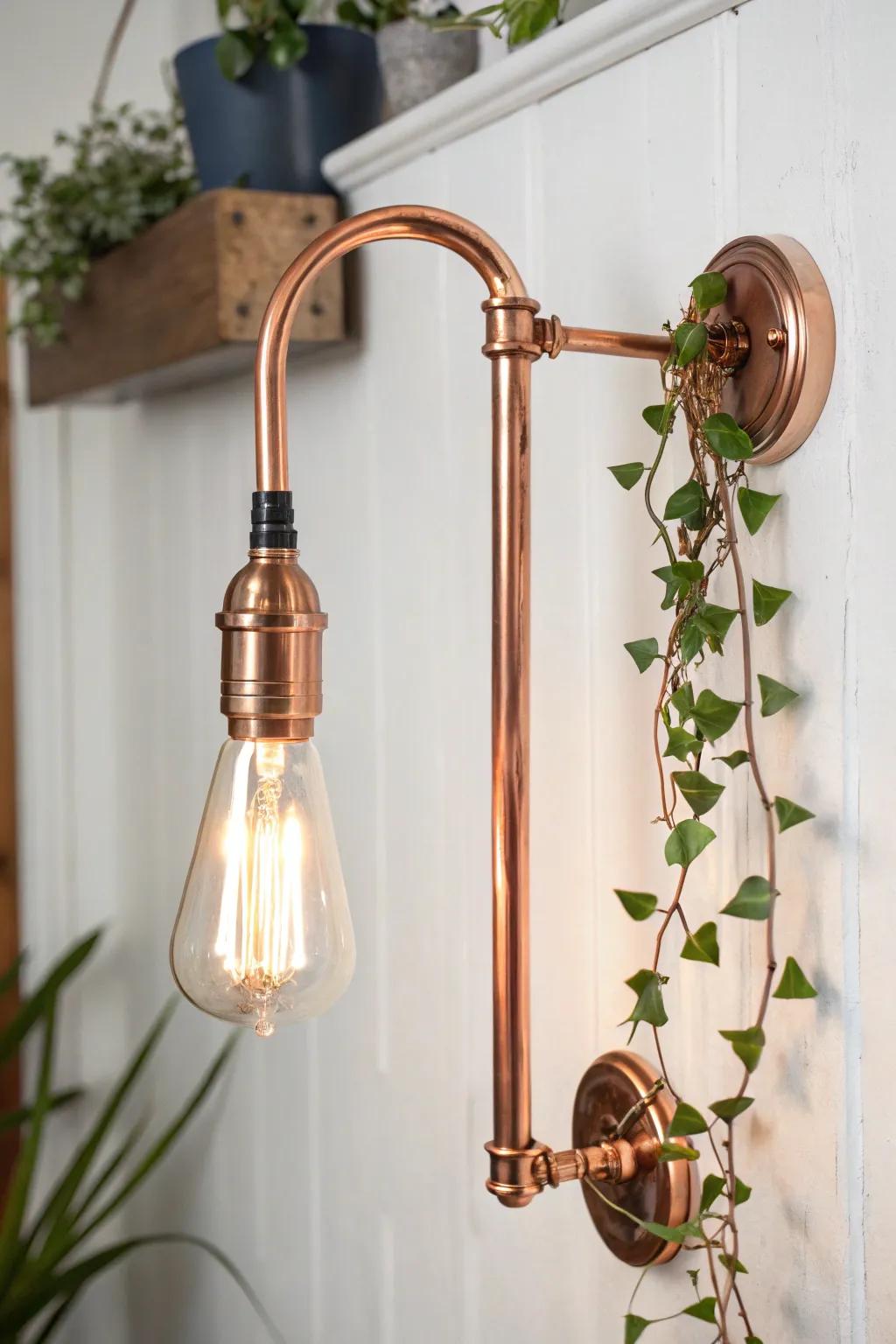 Elevate your space with the perfect blend of industrial chic and minimalist elegance – a copper pipe wall lamp with vintage charm.