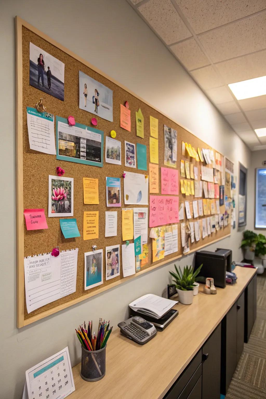 A pinboard that keeps your office organized and personalized.